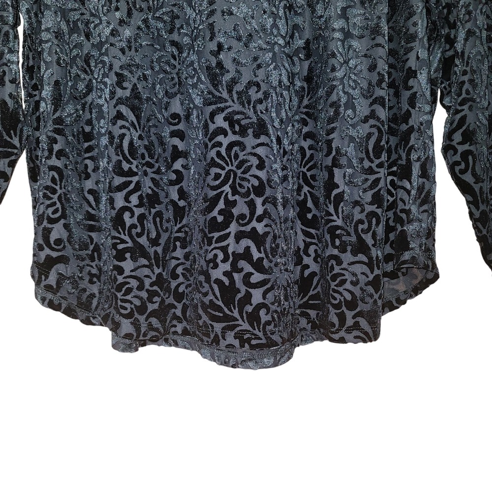 Chelsea & Theodore Velvet Burnout Top Black‎ Loose 2X Whimsigoth Witchy Goth Y2K - Picture 5 of 10